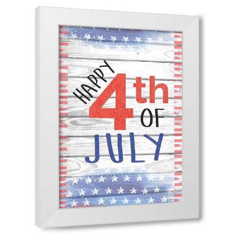 Happy 4th of July White Modern Wood Framed Art Print by ND Art