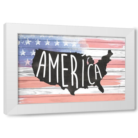 America White Modern Wood Framed Art Print by ND Art