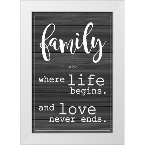 Love Never Ends White Modern Wood Framed Art Print by ND Art