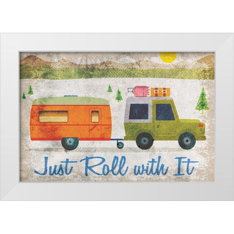 Just Roll with It White Modern Wood Framed Art Print by ND Art