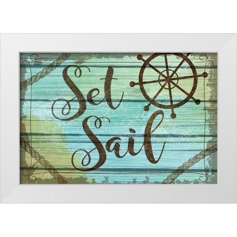Set Sail White Modern Wood Framed Art Print by ND Art