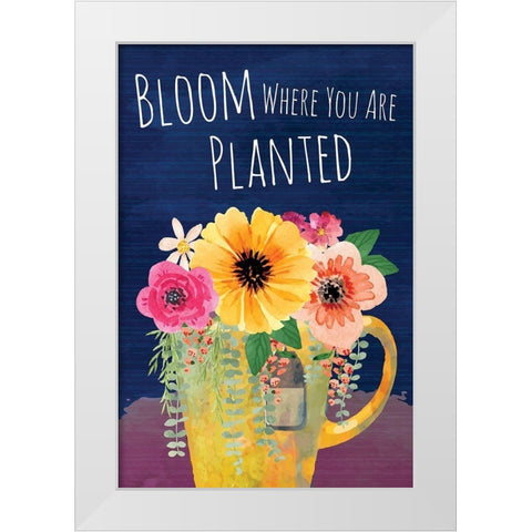 Bloom Where You Are Planted White Modern Wood Framed Art Print by ND Art