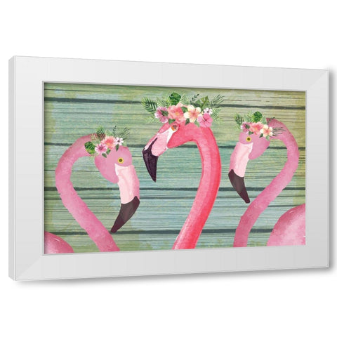 Flamingos White Modern Wood Framed Art Print by ND Art