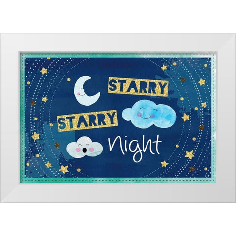 Starry Starry Night White Modern Wood Framed Art Print by ND Art