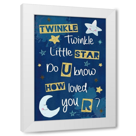 Twinkle Twinkle Little Star White Modern Wood Framed Art Print by ND Art