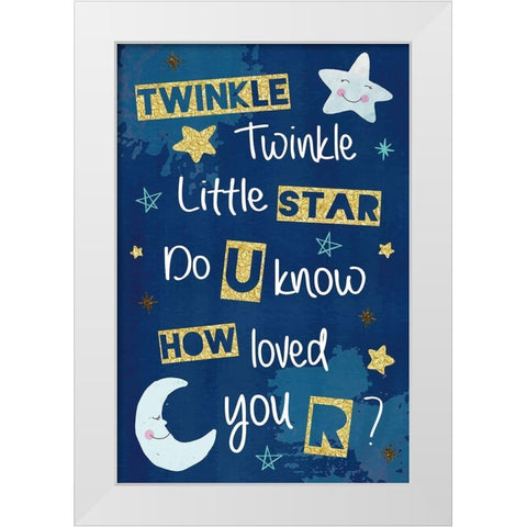 Twinkle Twinkle Little Star White Modern Wood Framed Art Print by ND Art