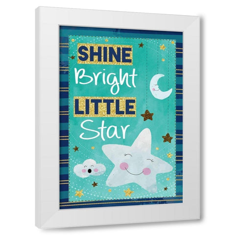 Shine Bright Little Star White Modern Wood Framed Art Print by ND Art