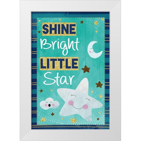 Shine Bright Little Star White Modern Wood Framed Art Print by ND Art