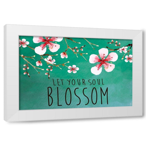 Cherry Blossoms White Modern Wood Framed Art Print by ND Art