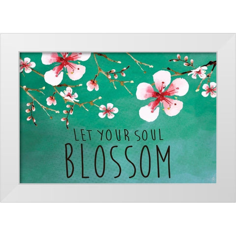 Cherry Blossoms White Modern Wood Framed Art Print by ND Art