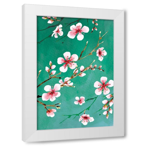 Cherry Blossoms III White Modern Wood Framed Art Print by ND Art