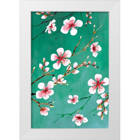 Cherry Blossoms III White Modern Wood Framed Art Print by ND Art