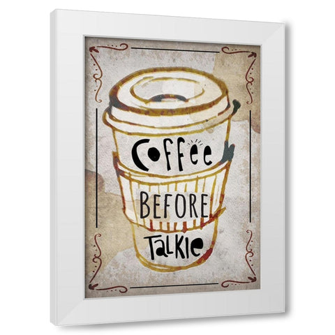 Coffee Typography III White Modern Wood Framed Art Print by ND Art