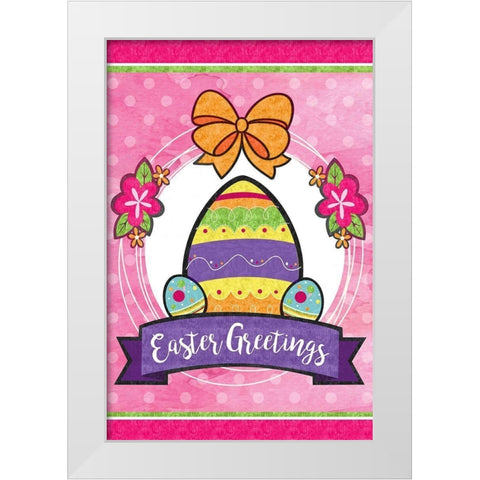 Easter Greetings White Modern Wood Framed Art Print by ND Art