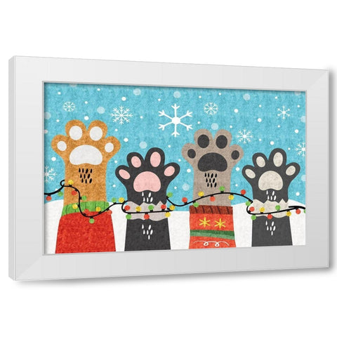 Christmas Paws White Modern Wood Framed Art Print by ND Art