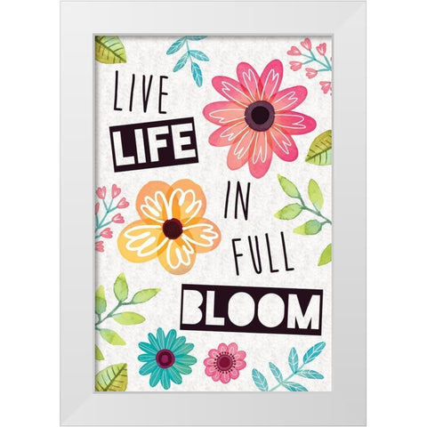 Full Bloom White Modern Wood Framed Art Print by ND Art