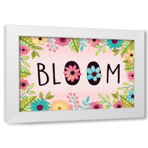 Bloom White Modern Wood Framed Art Print by ND Art
