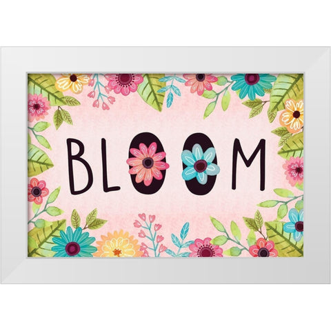 Bloom White Modern Wood Framed Art Print by ND Art
