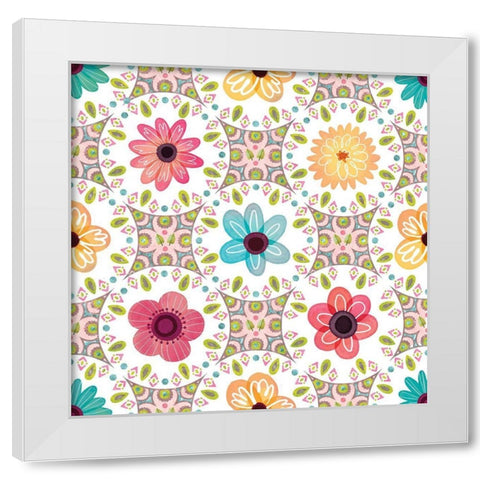 Full Bloom Pattern II White Modern Wood Framed Art Print by ND Art