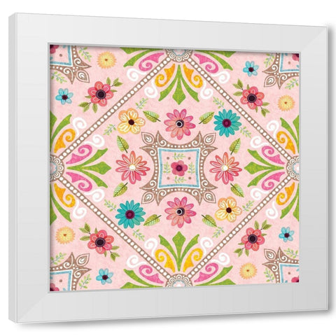 Full Bloom Pattern III White Modern Wood Framed Art Print by ND Art