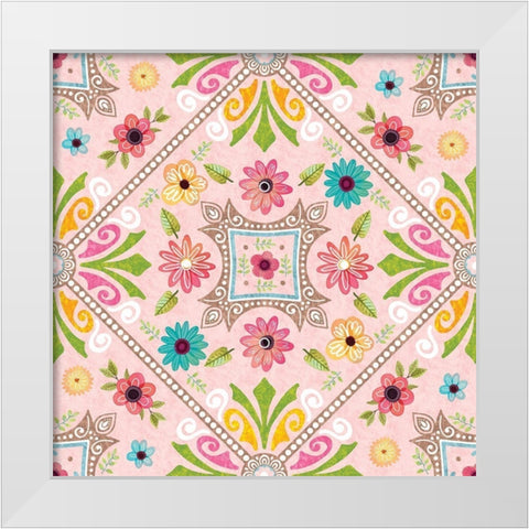 Full Bloom Pattern III White Modern Wood Framed Art Print by ND Art