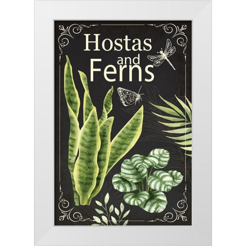 Hostas and Ferns White Modern Wood Framed Art Print by ND Art