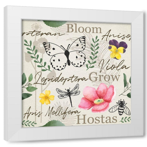 Spring Pattern II White Modern Wood Framed Art Print by ND Art
