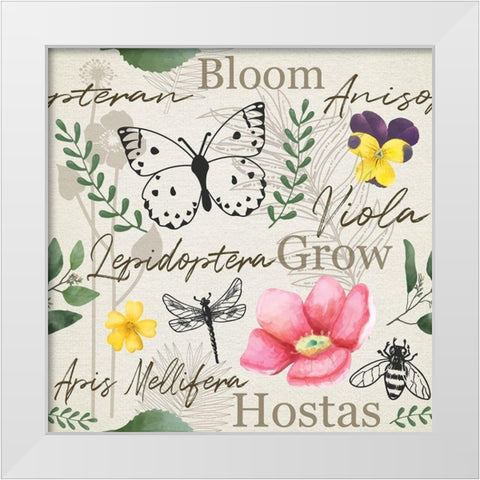 Spring Pattern II White Modern Wood Framed Art Print by ND Art