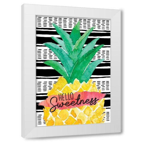 Hello Sweetness White Modern Wood Framed Art Print by ND Art