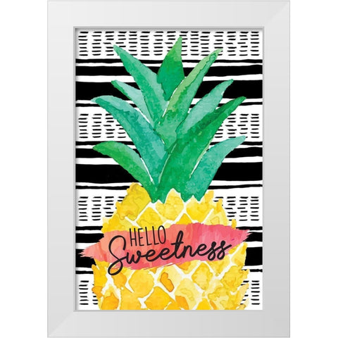 Hello Sweetness White Modern Wood Framed Art Print by ND Art