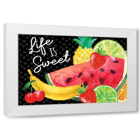 Life is Sweet White Modern Wood Framed Art Print by ND Art