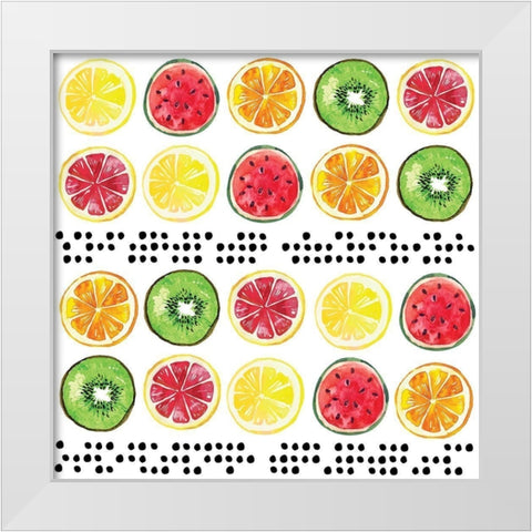 Summer Sweetness Pattern I White Modern Wood Framed Art Print by ND Art