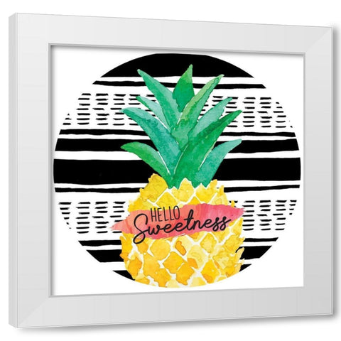 Hello Sweetness Plate White Modern Wood Framed Art Print by ND Art