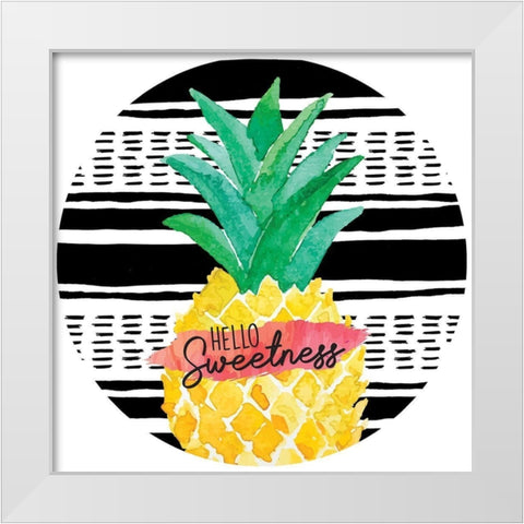 Hello Sweetness Plate White Modern Wood Framed Art Print by ND Art