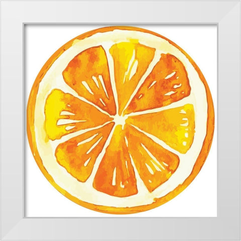 Orange Plate White Modern Wood Framed Art Print by ND Art