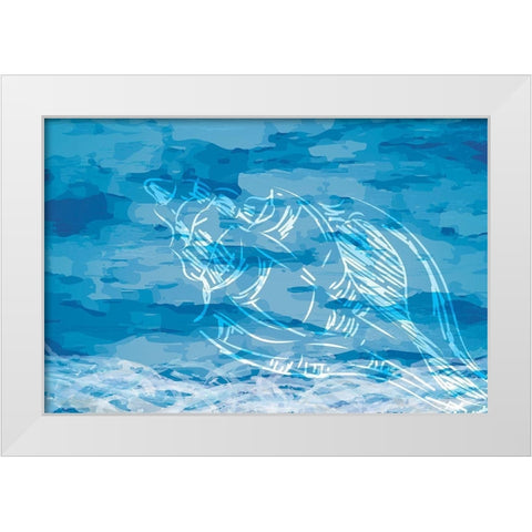Blue Coastal White Modern Wood Framed Art Print by ND Art