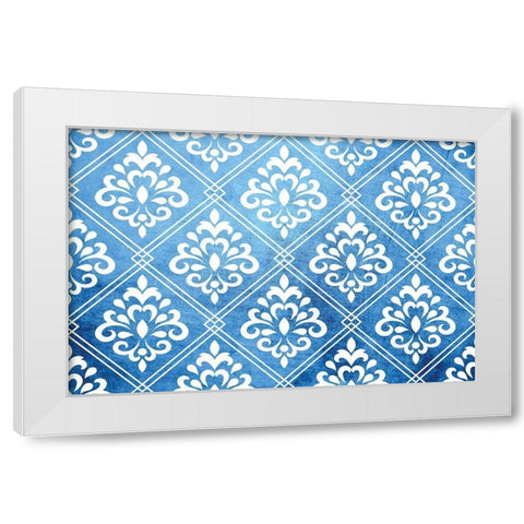 Blue and White IX White Modern Wood Framed Art Print by ND Art