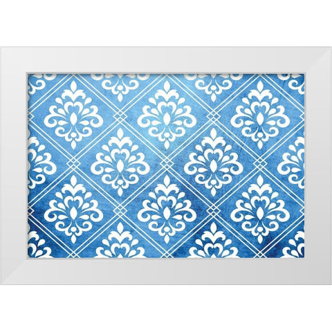 Blue and White IX White Modern Wood Framed Art Print by ND Art
