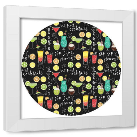 Sip Sip Hooray Plate White Modern Wood Framed Art Print by ND Art