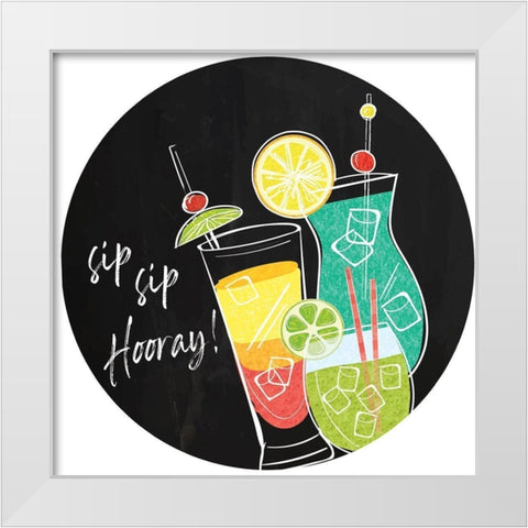 Sip Sip Hooray Plate II White Modern Wood Framed Art Print by ND Art