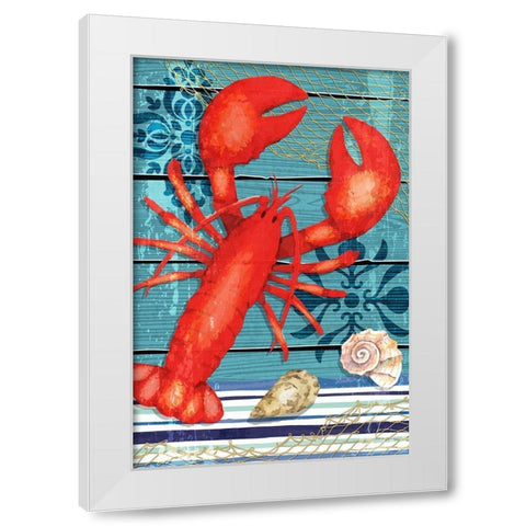New England Lobster White Modern Wood Framed Art Print by ND Art