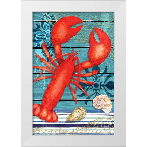 New England Lobster White Modern Wood Framed Art Print by ND Art