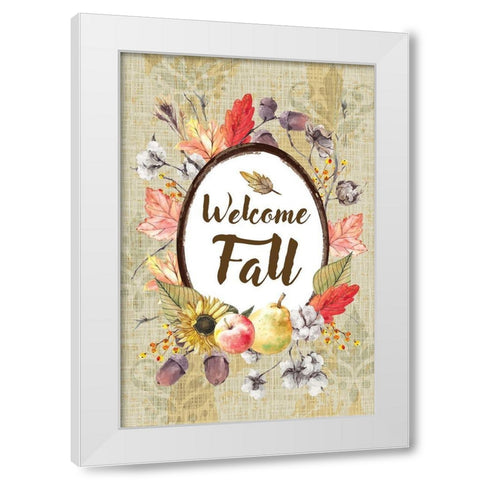 Welcome Fall White Modern Wood Framed Art Print by ND Art