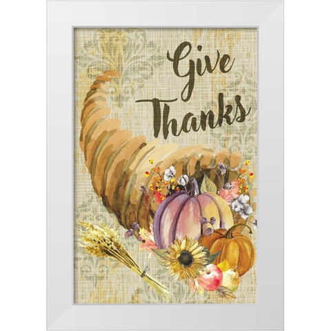 Give Thanks White Modern Wood Framed Art Print by ND Art