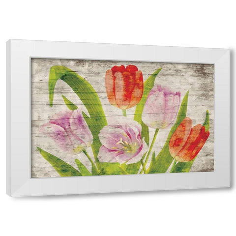 Tulips II White Modern Wood Framed Art Print by ND Art