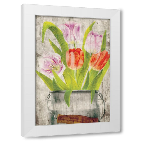 Tulips III White Modern Wood Framed Art Print by ND Art