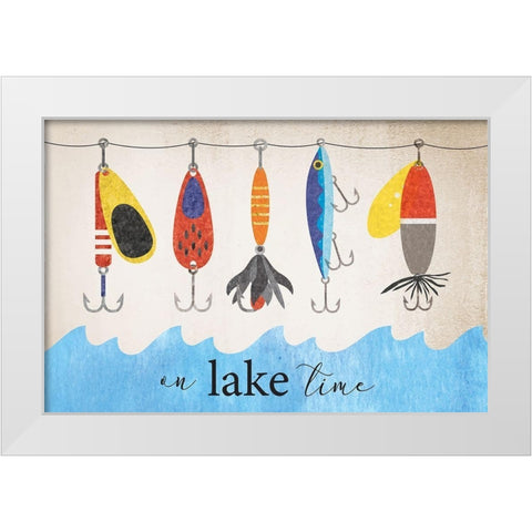 Lake Time White Modern Wood Framed Art Print by ND Art
