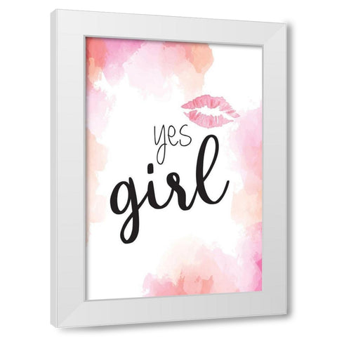 Yes Girl White Modern Wood Framed Art Print by ND Art