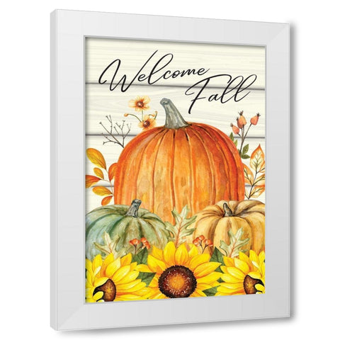 Welcome Fall White Modern Wood Framed Art Print by ND Art