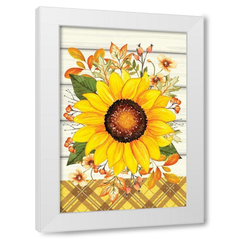 Sunflower White Modern Wood Framed Art Print by ND Art